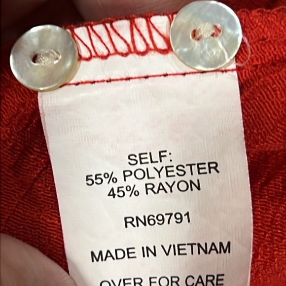 Fig and Flower Boho Embroidered Babydoll Top M Red Floral Boho Peasant Y2K Retro - Picture 9 of 9